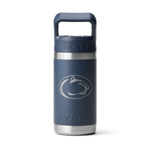 Yeti 12oz navy bottle with Penn State Athletic Logo and straw cap